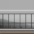 Floor to Ceiling Window with Scenic Mountain View and Green Trees in Minimalist Interior