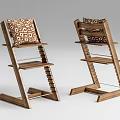 Wooden Bar Stools With Geometric Patterned Cushions And Modern Design