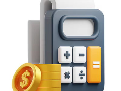 Smart Machine With Calculator And Gold Dollar Coins For Financial Calculation Functions 3d model