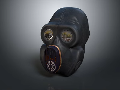 Black Fire Equipment Gas Mask With Clear Lenses And Filter Unit For Safety Protection 3d model