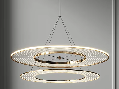 Modern Chandelier With Double Ring Design Metallic Frame And Soft Glow For Interior Decoration 3d model