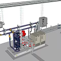 Industrial Process Equipment Setup With Pipes Valves Control Panels And Components