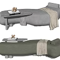 Modern Bed End Stool Curved Bench Low Tread Chaise 3d model