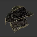 Stylish Black Cowboy Hat With Patterned Bandana And Cross Pendant