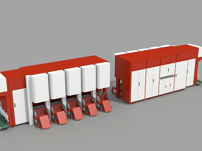 Red And White Industrial Equipment With Modular Units For Automated Processing 3d model