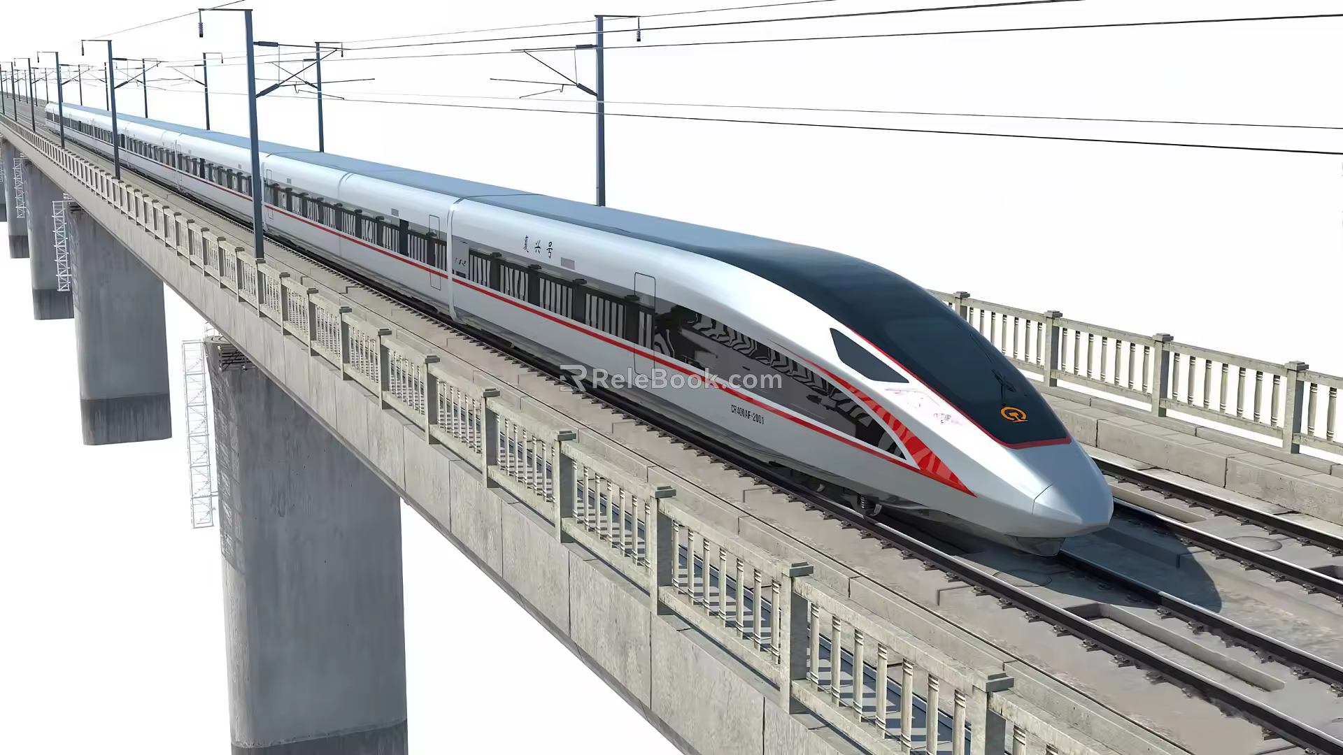 modern high-speed rail train 3d model