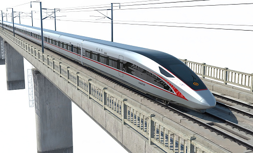 modern high-speed rail train 3d model