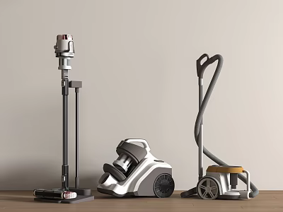 Modern Smart Vacuum Cleaning Machines With Upright Canister And Handheld Designs 3d model