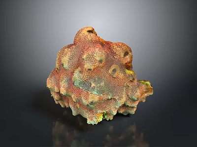 Brightly Colored Coral With Porous Textured Surface In Marine Aquatic Environment 3d model