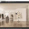 Modern Clothing Store Interior Featuring Arched Doorway Mannequin And Displayed Clothes