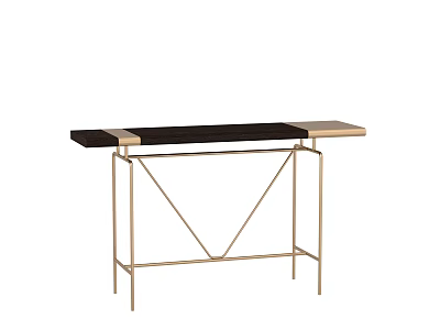 Modern Luxury Console Table With Black And Light Wood Top And Gold Metal Frame 3d model