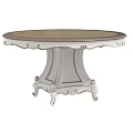 Classic Round Dining Table With Woven Top And White Carved Legs 3d model