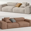 Modern Two-Seater Sofa with Beige and Brown Pillows in Modular Leather Design 3d model