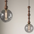 Modern Pendant Lights With Wooden Accents Gold Details And Clear Glass Globe Bulbs