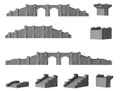 Stone Arch Bridge Architectural Structures Featuring Multiple Arches And Stone Piers 3d model