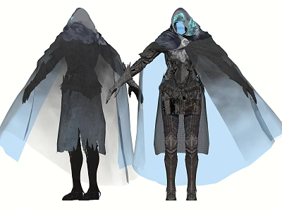 Hooded Game and Movie Character With Dark Cloak And Intricate Armor Design 3d model