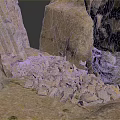 Natural Cliffside Rock Terrain With Scattered Rubble And Boulder Debris