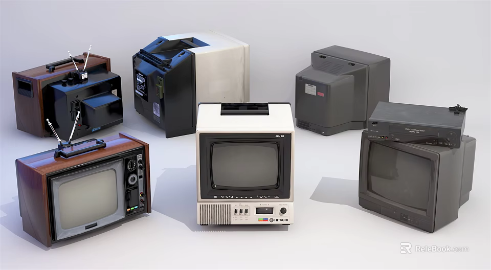 Vintage Televisions Collection Featuring Various Retro Styles and Classic Designs 3d model 