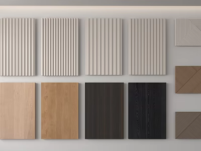 Various Wooden Wall Panels With Different Colors And Textured Patterns 3d model