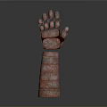 Game and Movie Character Red Metallic Robotic Arm with Detailed Mechanical Structure