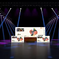KIRIN SHOKUDO Brand Display on Stage with Bright Lighting and Promotional Signboards