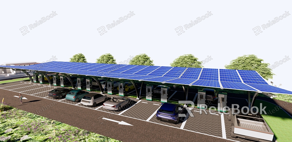 Outdoor parking charging pile charging station model