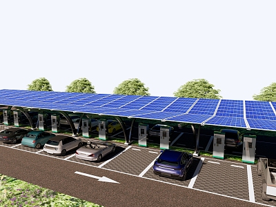 Outdoor parking charging pile charging station model