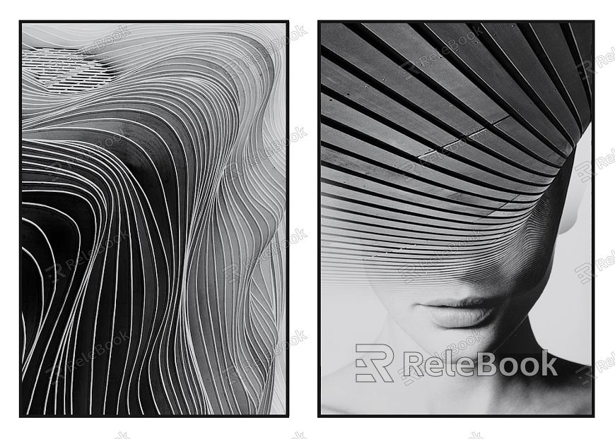 Modern abstract painting black and white gray abstract portrait pattern hanging painting combination model