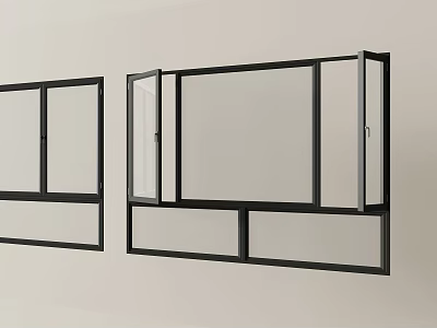 Modern Casement Window Design With Black Frame And Double Glazed Glass 3d model