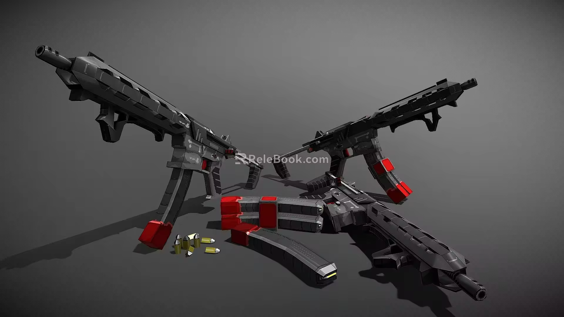 Game props submachine gun m elite 3 daniel handyside cook 3d model