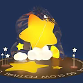 Illuminated Star Shaped Inflatable with Clouds and Small Stars for Go Slow Festival