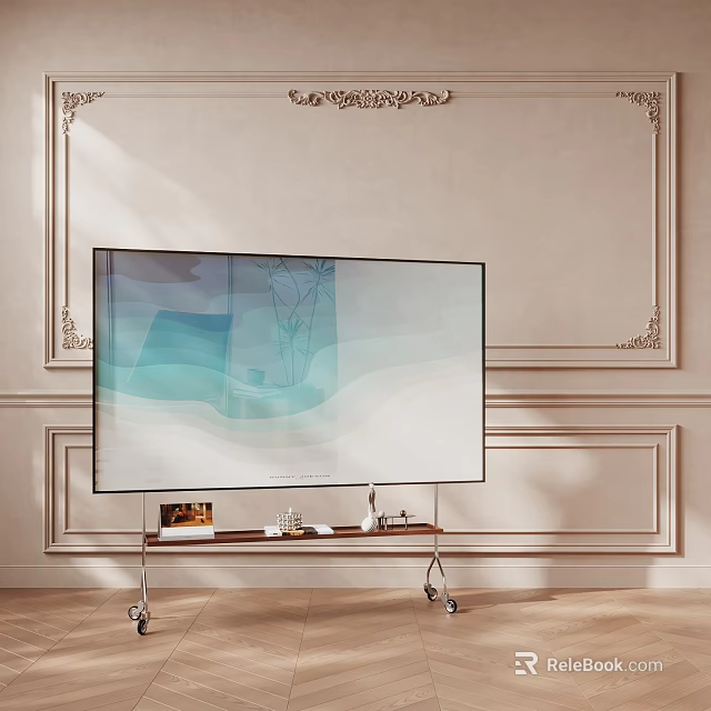 Iron Art Decor In Elegant Living Room With TV 3d model 