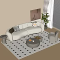 Modern Sofa Coffee Table Combination Cream Sofa Coffee Table Combination 3d model