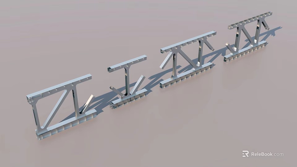 Sturdy Road Infrastructure With Metal Support Frames And Aligned Structural Design 3d model