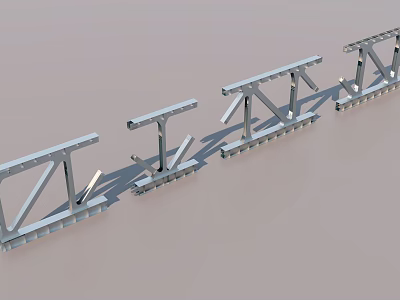Sturdy Road Infrastructure With Metal Support Frames And Aligned Structural Design 3d model