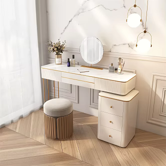 Light Luxury Dressing Table Makeup Chair Combination 3d model