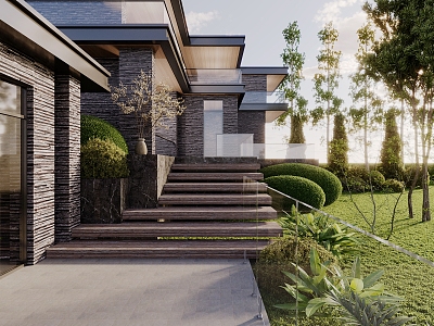 Modern Courtyard Villa Exterior Courtyard 3d model