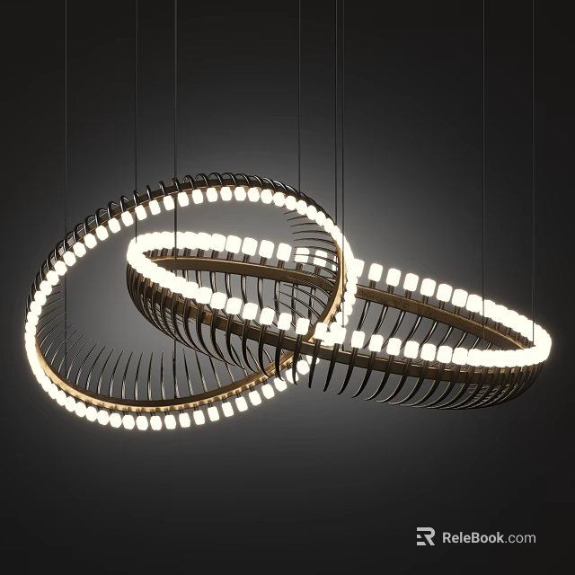 Modern Double Ring Chandelier With LED Lights And Sleek Geometric Design 3d model 