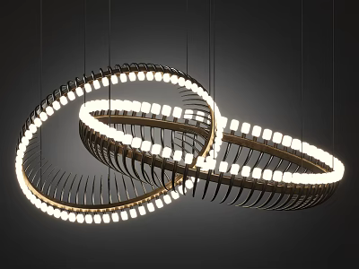 Modern Double Ring Chandelier With LED Lights And Sleek Geometric Design 3d model