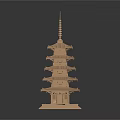 Traditional Wooden Pagoda Architectural Model With Multi Layered Roof And Spire