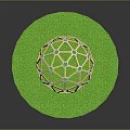 Geometric Sphere Structure With Yellow White Frame On Green Circular Orange Edge Base 3d model