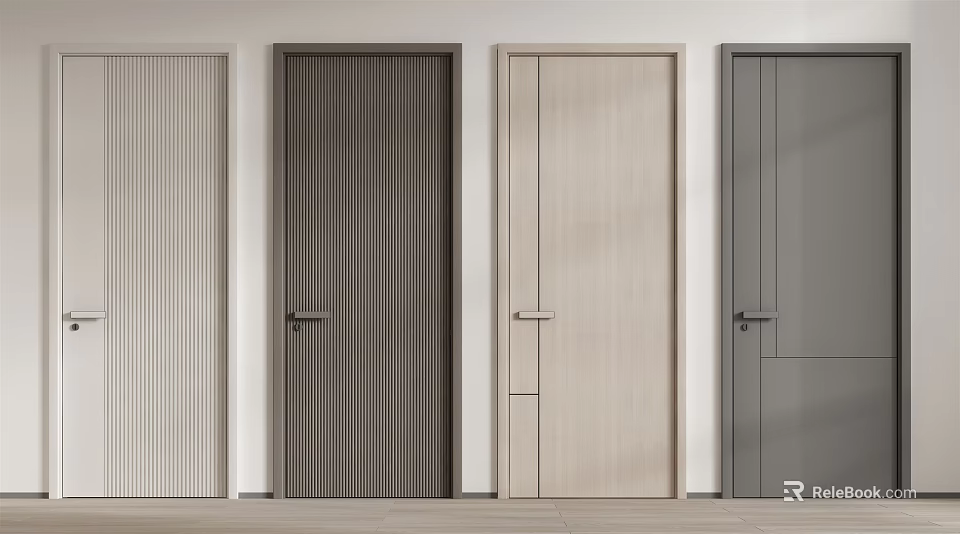 Modern Hinged Doors with Various Styles and Colors for Interior Design 3d model