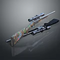 Tactical Camouflage Rifle With Sniper Scope And Black Stock Design