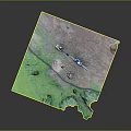 Detailed 3D Terrain Model With Construction Vehicles On Green And Brown Surfaces