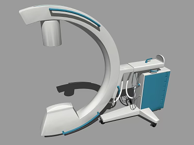 Mobile Medical Equipment With Arched White And Blue Structure And Movable Base With Wheels 3d model