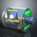 RadMax Mechanical Device With Transparent Casing And Internal Rotating Yellow Blue Components