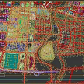 Aerial Planning of Urban Layout with River Road Network Green Spaces and Lighting