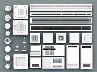 Different Shapes and Styles of Air Conditioner Vents for Modern Interiors 3d model
