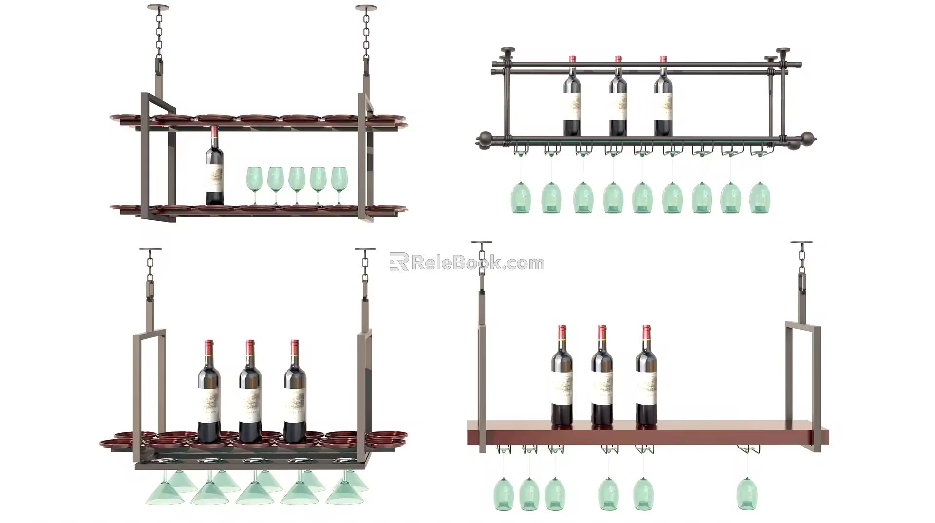 Wine rack combined hanging wine rack ceiling wine rack 3d model