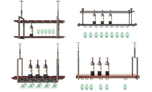 Wine rack combined hanging wine rack ceiling wine rack 3d model